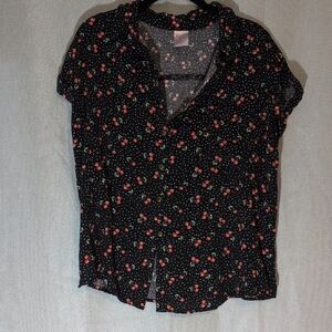 Black Cherry Print Women's Top